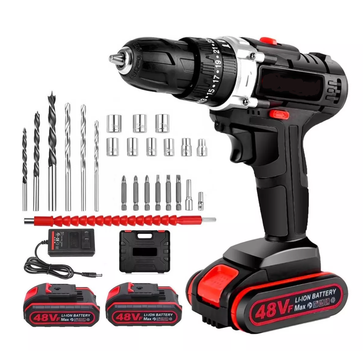 Taladro Eléctrico Inalámbrico Impacto 48v 1200rpm Negro