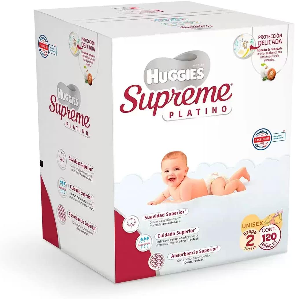 Pañales Huggies Supreme Platino Etapa 2 Unisex 120