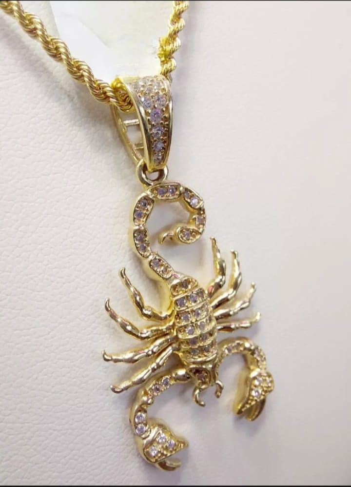 Kit Cadena Torzal + Dije Alacrán Oro 10 K. + Obsequio