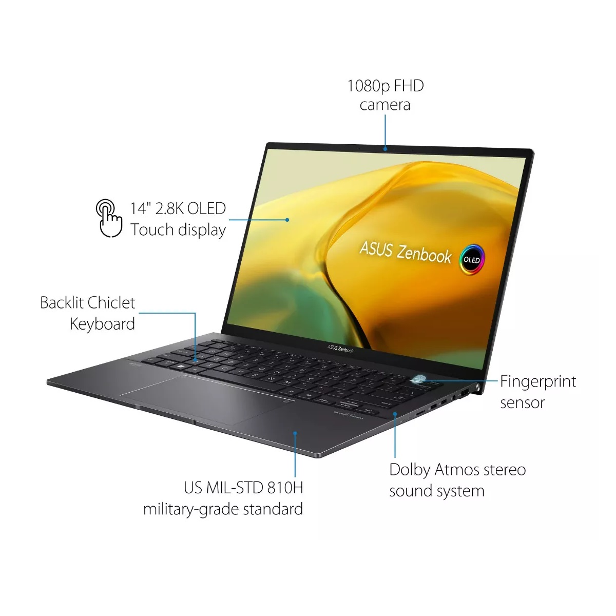 Laptop Asus Zenbook UM3402YA-WS74T 14 Pulgadas 2.8K Oled HDR, Procesador AMD Ryzen 7 7730u 16 Gb Ram 512 Gb Ssd, Windows 11 Home