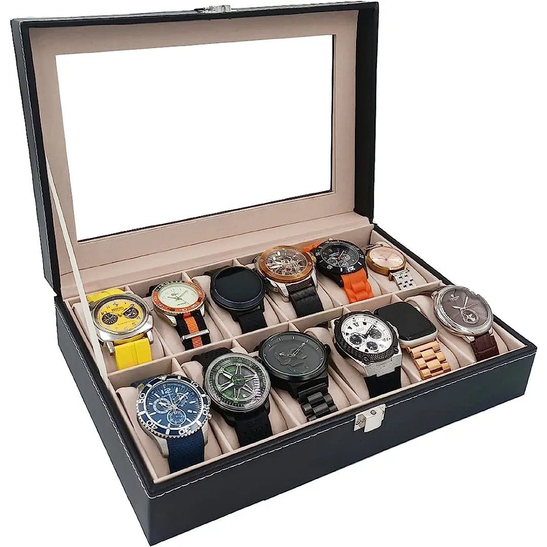 Caja de reloj Caja de reloj Estuche para relojes de hombre Soporte de reloj  de madera Organizador de reloj Contenedor de relojes de madera Reloj
