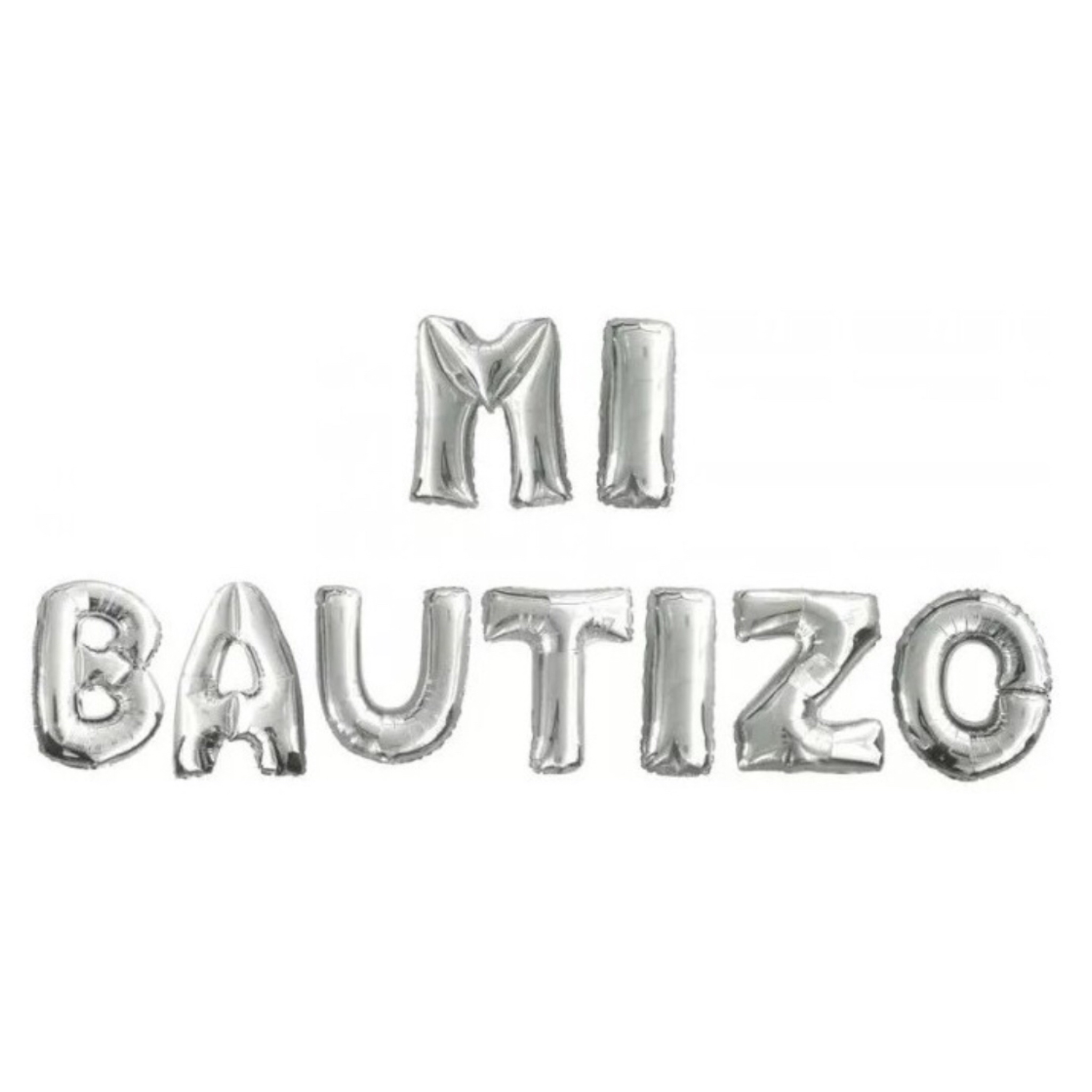 Globos Plateados De Letra Metálicos Mi Bautizo 40 Cm Letrero 9 Letras