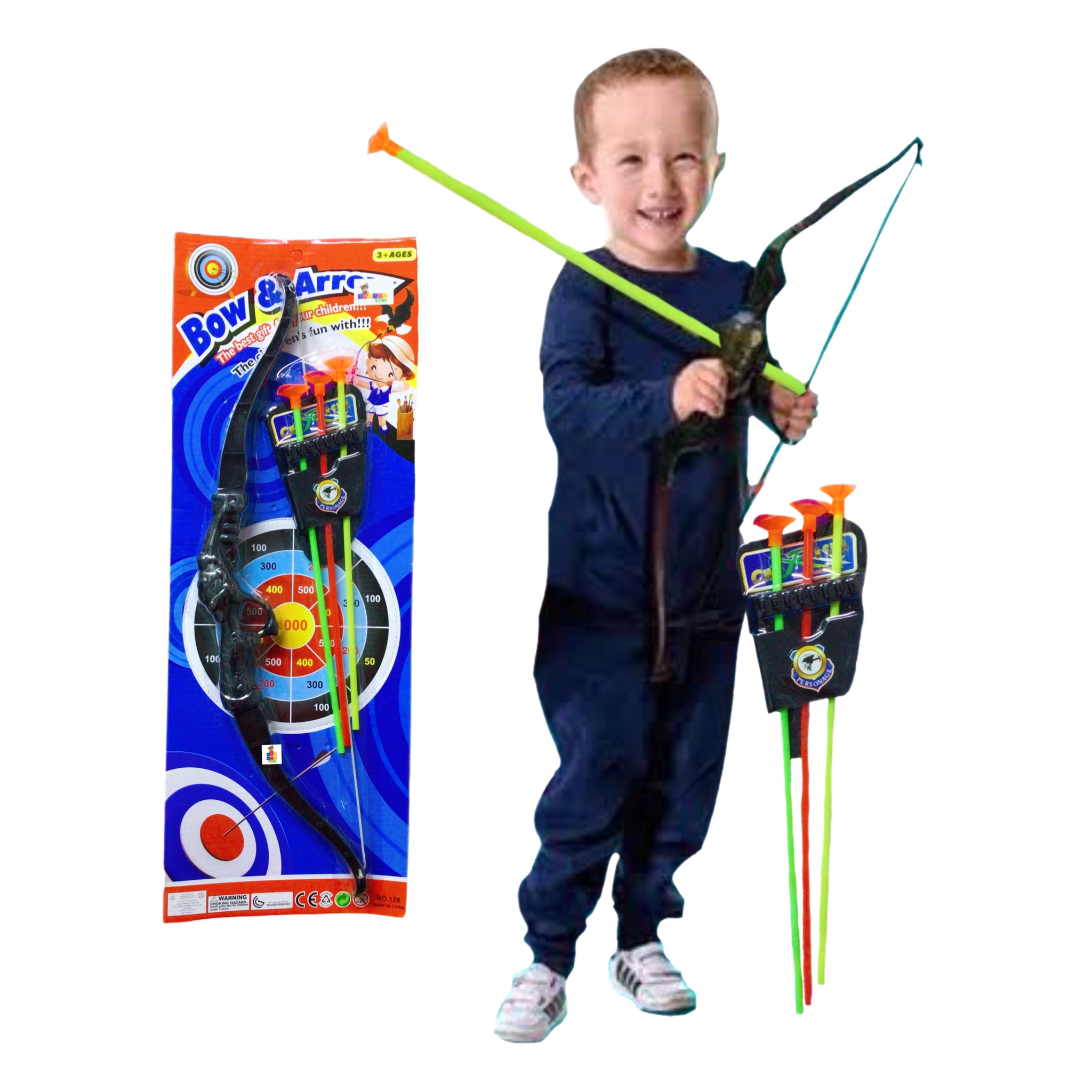 KIDS BOX - Juguete Arco con flechas para que niños de