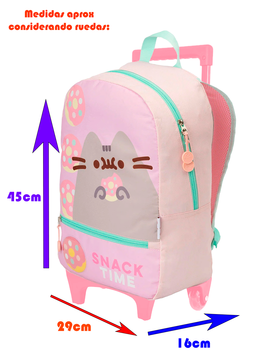 Mochila De Carrito Gato Pusheen The Cat Snack Time Donas Con Ruedas Carro Rosa