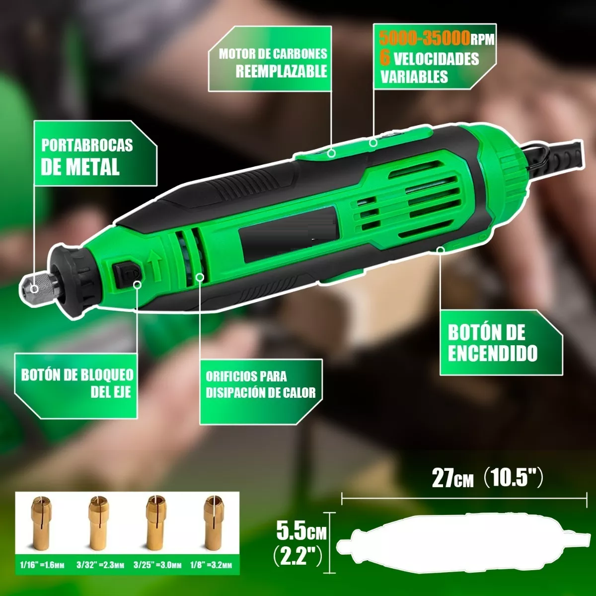 Mini Taladro Mototool Con 211 Piezas 135w