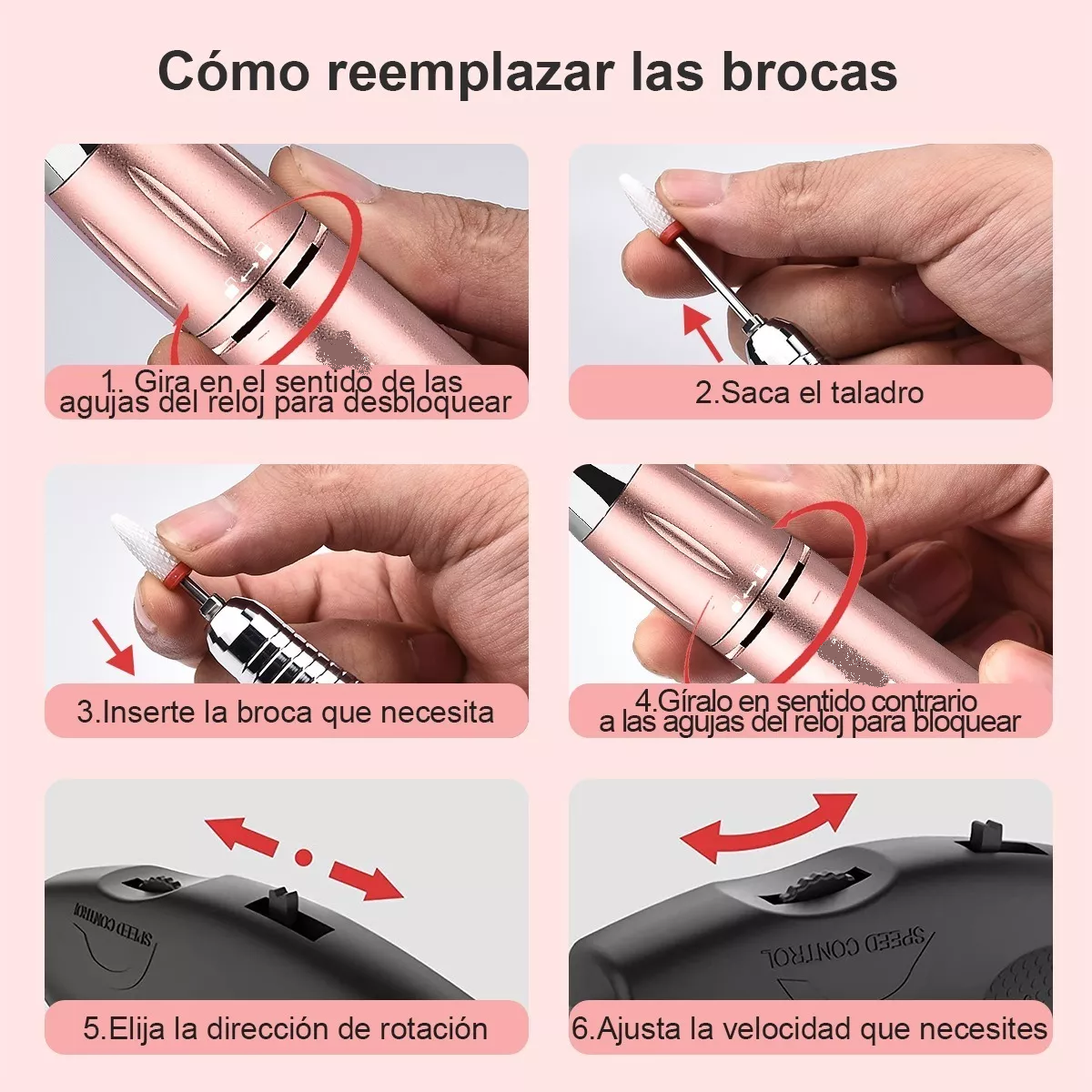 Pulidor Esmeril Taladro Para Uñas Acrilicas 35000rpm( 68pcs)