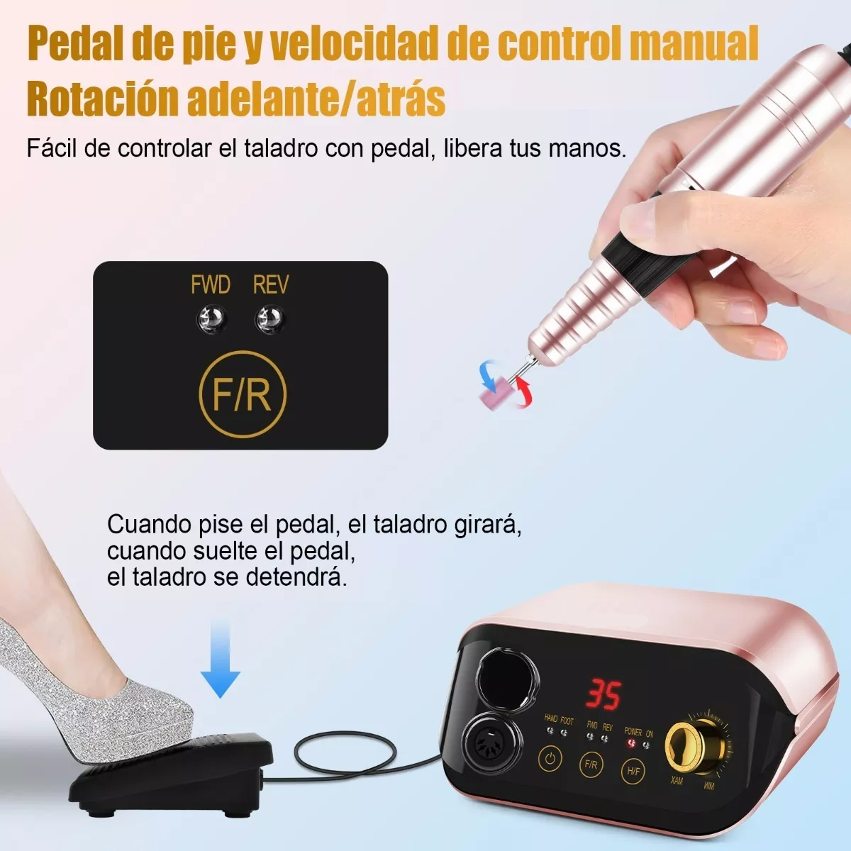 Pulidor Esmeril Drill Para Uñas Profesional C/pedal 35000rpm