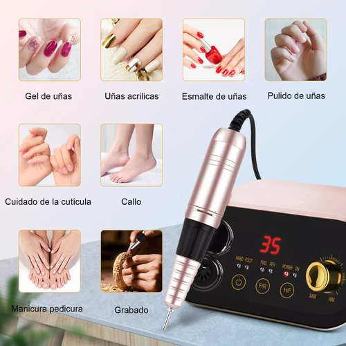 Impresora de uñas móvil profesional equipo de arte de uñas para herramienta  de manicura con paquete de cepillo de esmalte de uñas y lámpara secadora