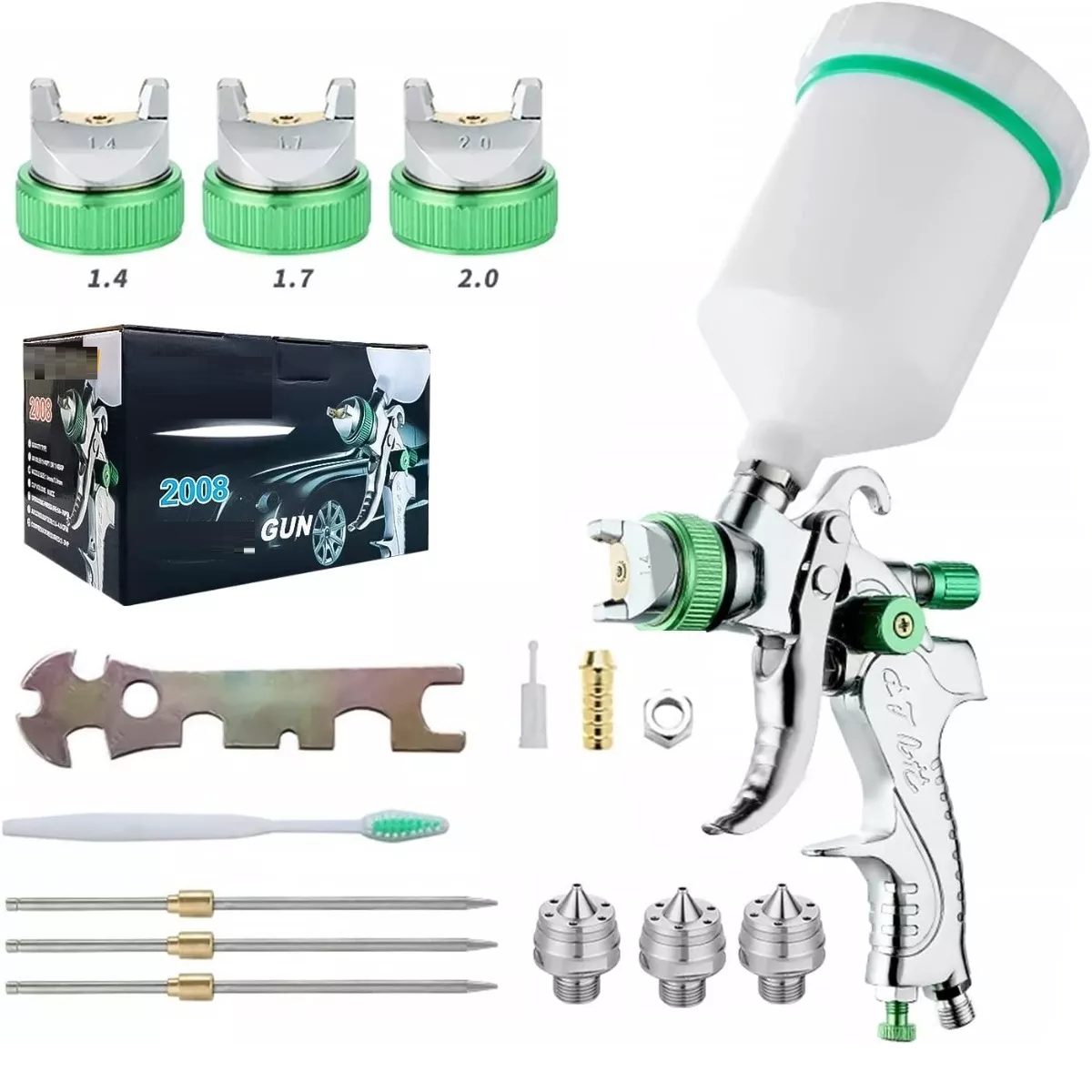 Pistola Gravedad Pintura Automotriz De 600ml 1,4/1,7/2,0 Mm