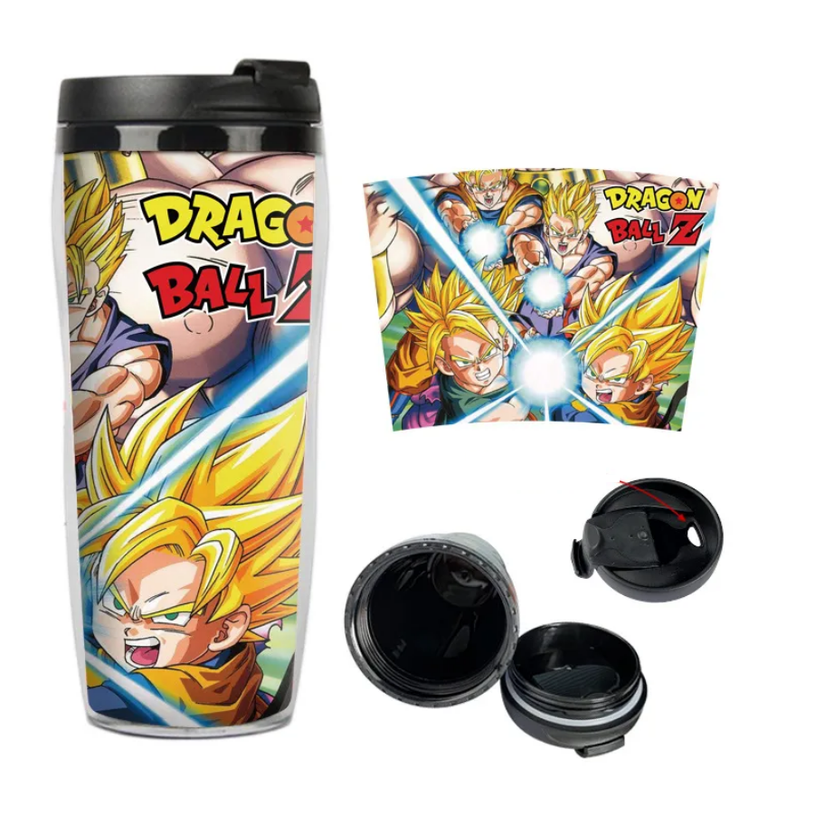 Termo De Dragon Ball Z Goku Gohan Goten Trunks 450 mL Tapa Con Rosca Hermetica