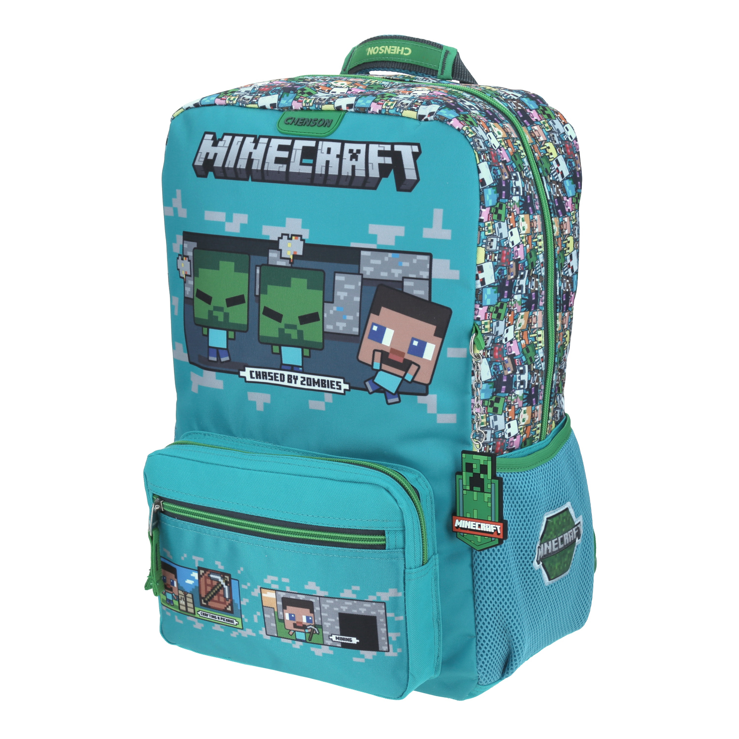 Mochila Escolar Grande Chenson Primaria Minecraft Zombie MC65606-9 Graviola