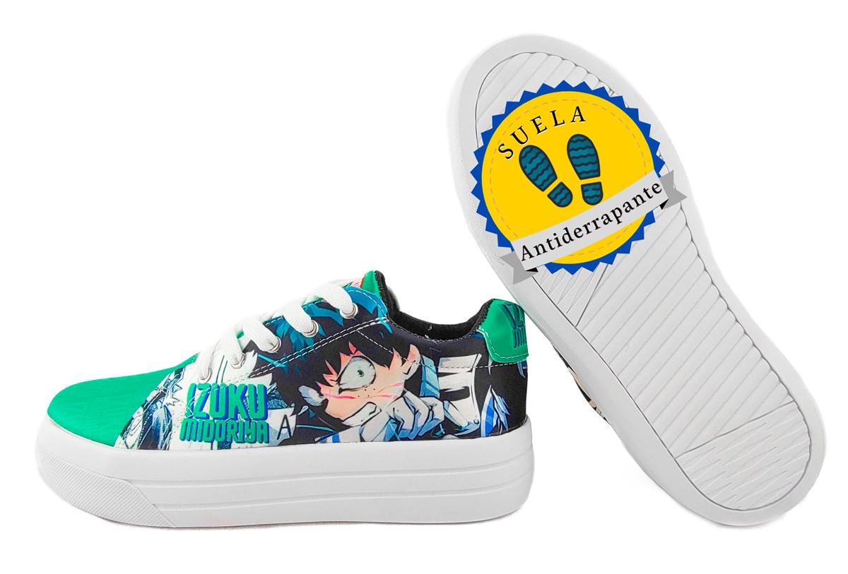Tenis Izuku Midoriya My Hero Academia Anime 445-2-vi Verde.