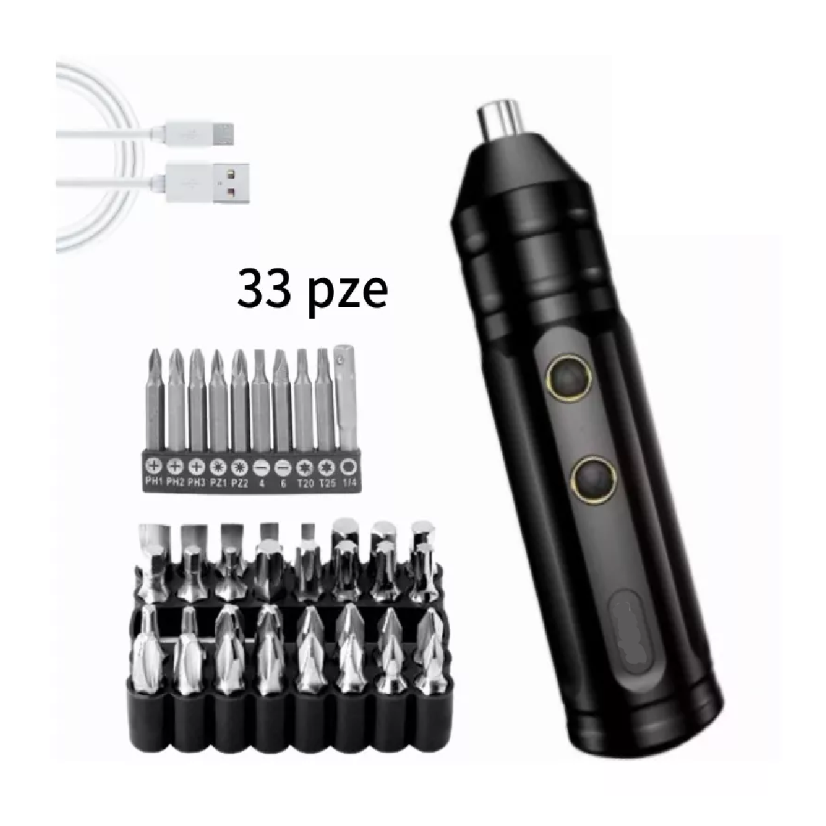 Set Mini Destornillador Eléctrico Inalámbrico Usb 3.7v 33pcs