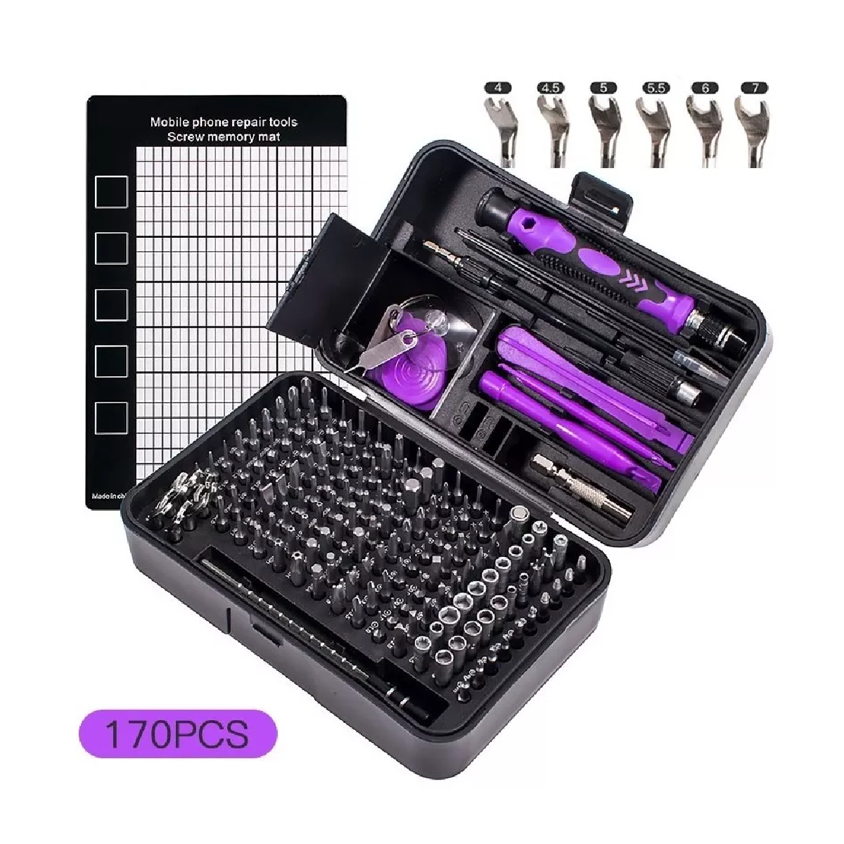 Kit 170 Destornilladores Puntas Magnéticas Repara Pc Celular