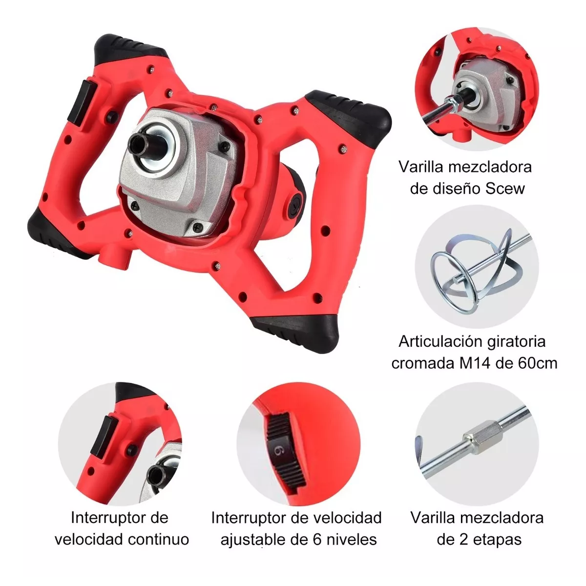 Mezclador De Cemento Eléctrico De 2600w, 110v Ca