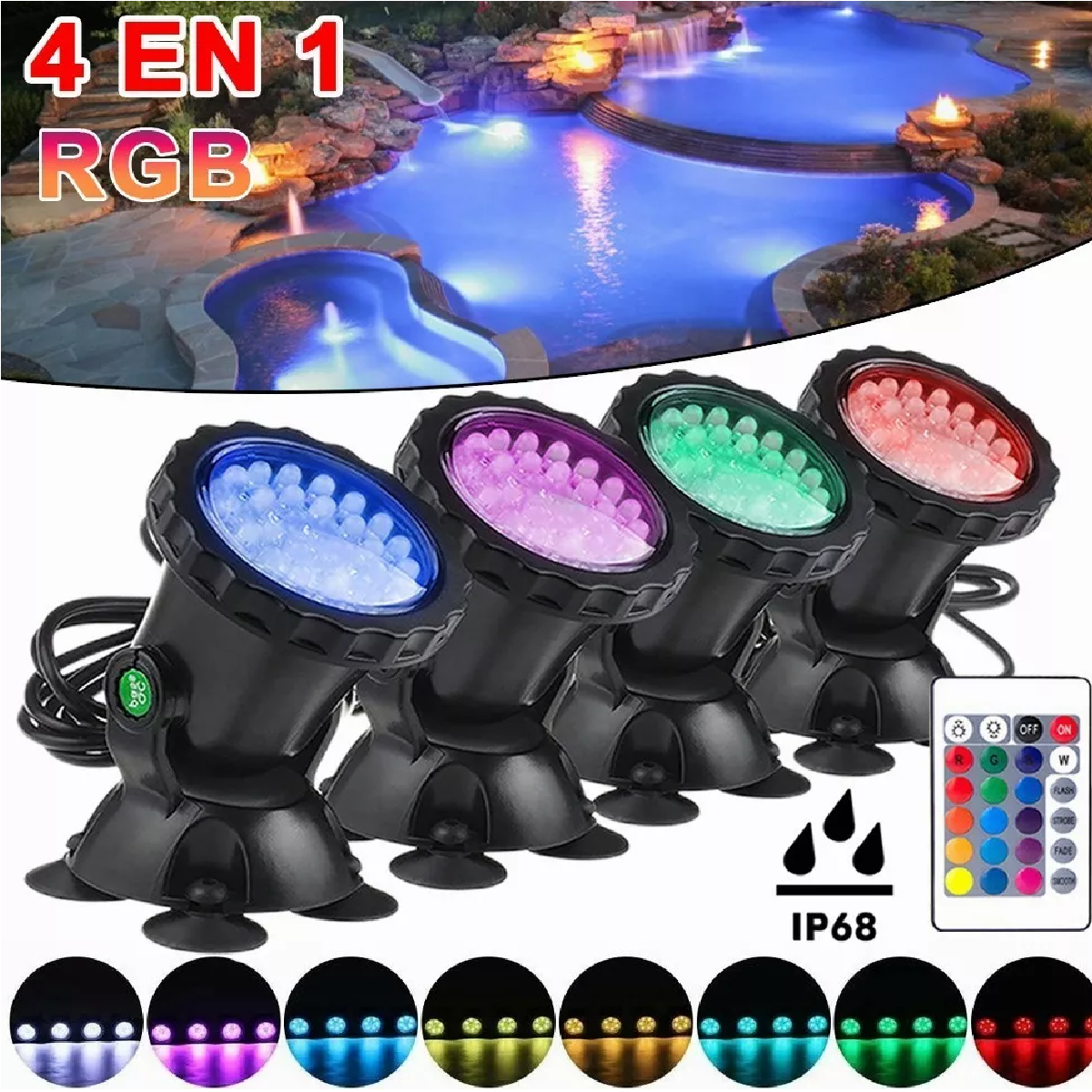 Lampara Para Alberca,luz Led Para Piscina Rgb Sumergible