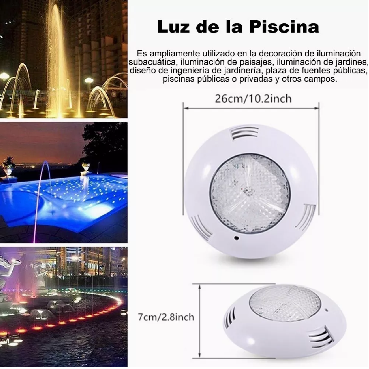 Luces Para Alberca 36w Lámpara Iluminación De Jardín Led Rgb