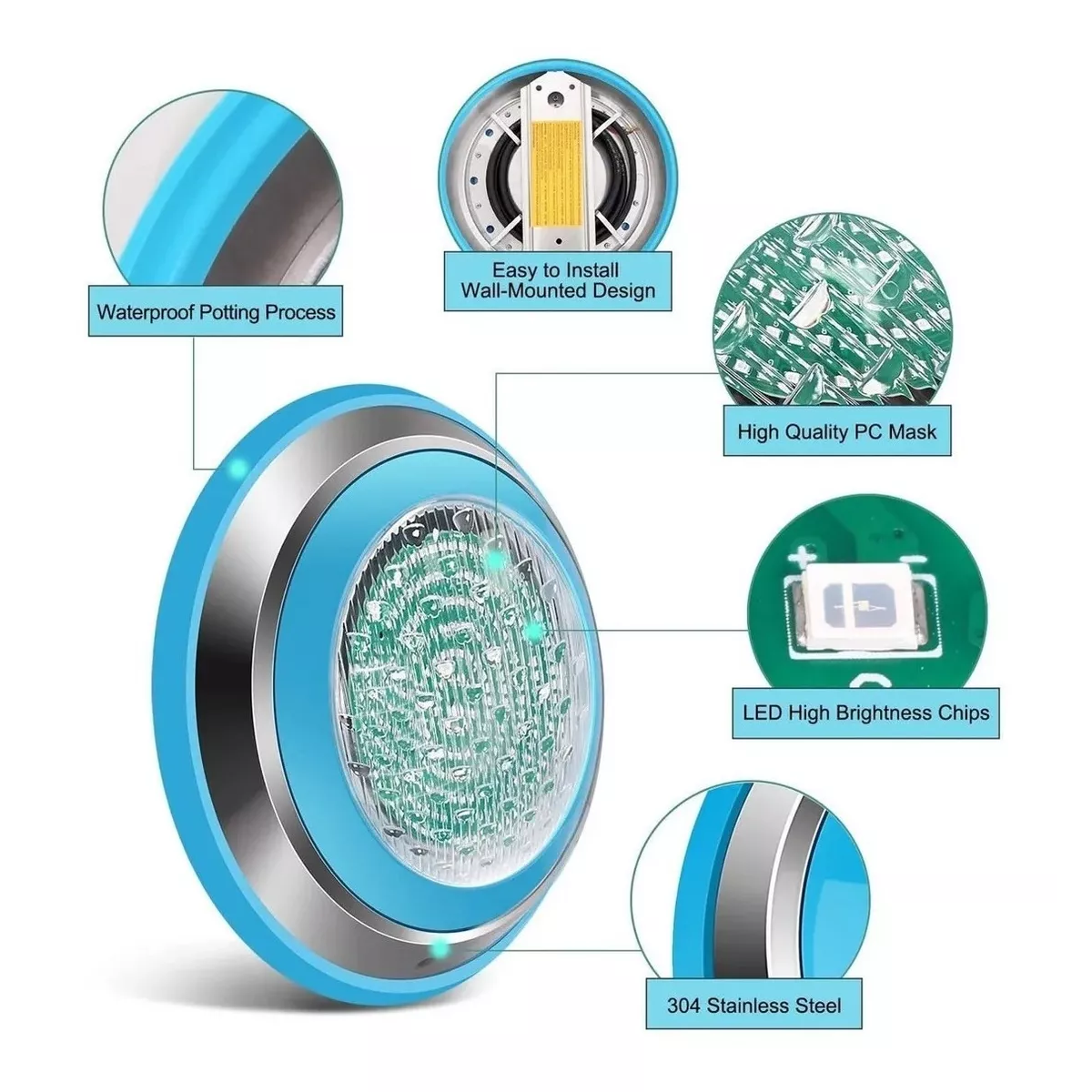 Lámpara Sumergible Iluminación Alberca Rgb Ip68 324 Led