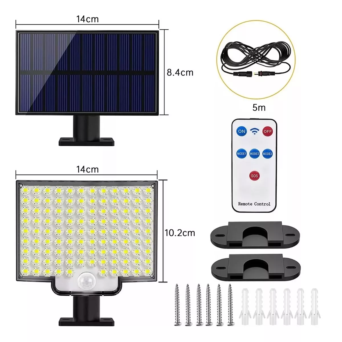 Lámpara Solar 106 Led De Pared Exteriores Sensor Luz 4 Modos