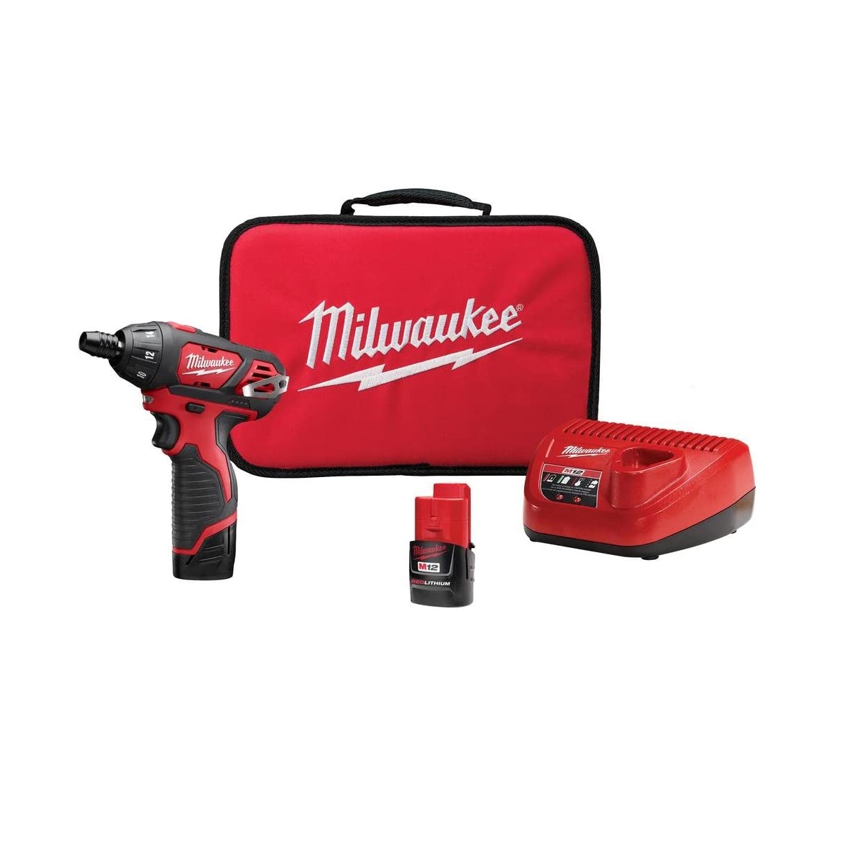 Kit de Destornillador Hexagonal M12 Milwaukee 2401-22 Batería 12 V Ion de Litio, 1/4 Pulgadas
