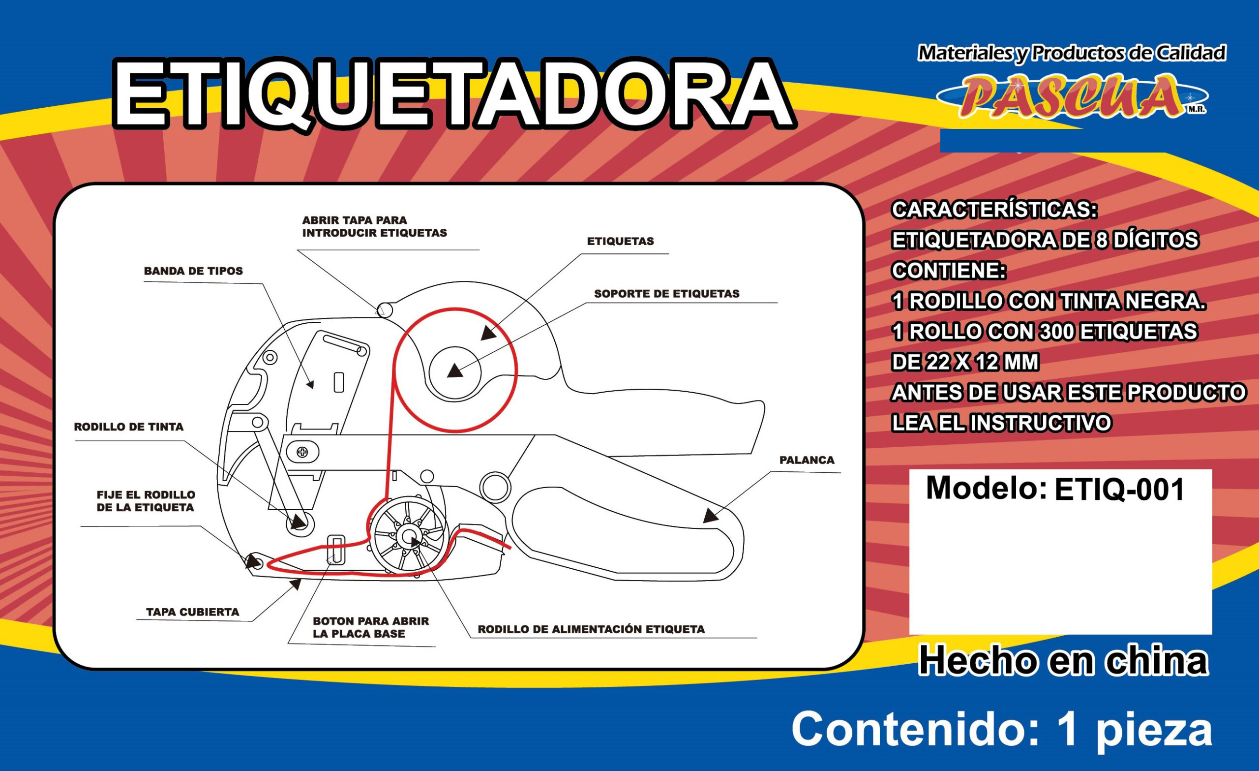 Etiquetadora Marca Precios, Fecha y Lote Manual de 8 Dígitos, Pistola de Etiquetado de Precios para el Hogar Supermercado Oficina Y Tienda,etc.