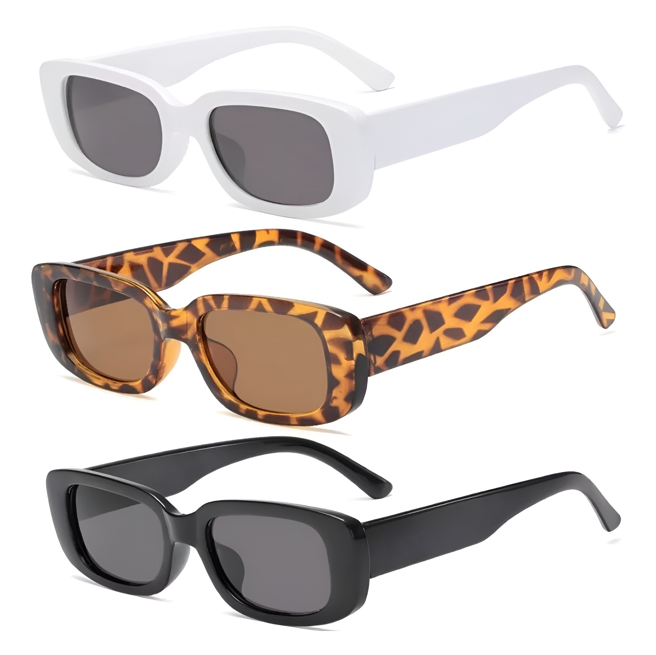 Gafas De Sol Rectangulares Estilo Retro 3 piezas 