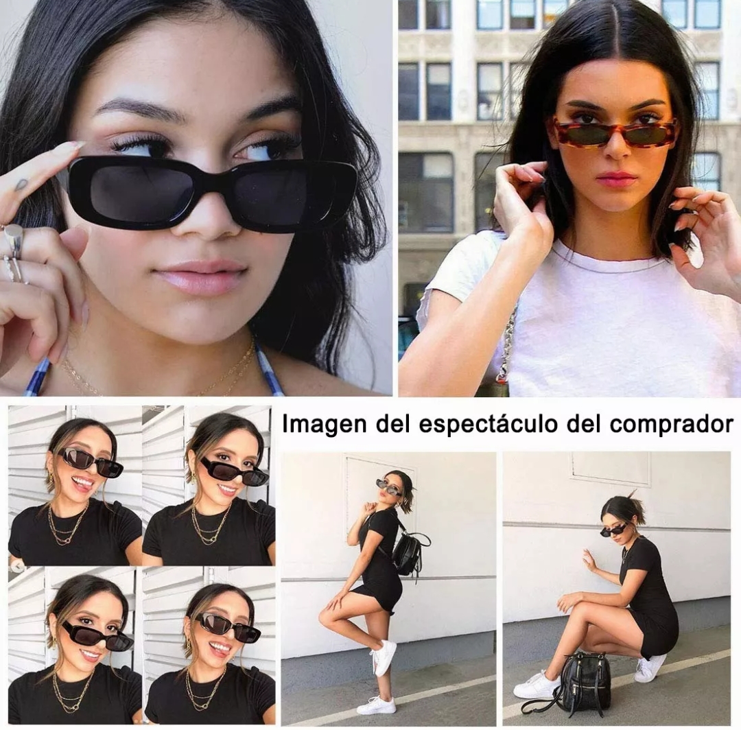Gafas De Sol Rectangulares Estilo Retro 3 piezas 