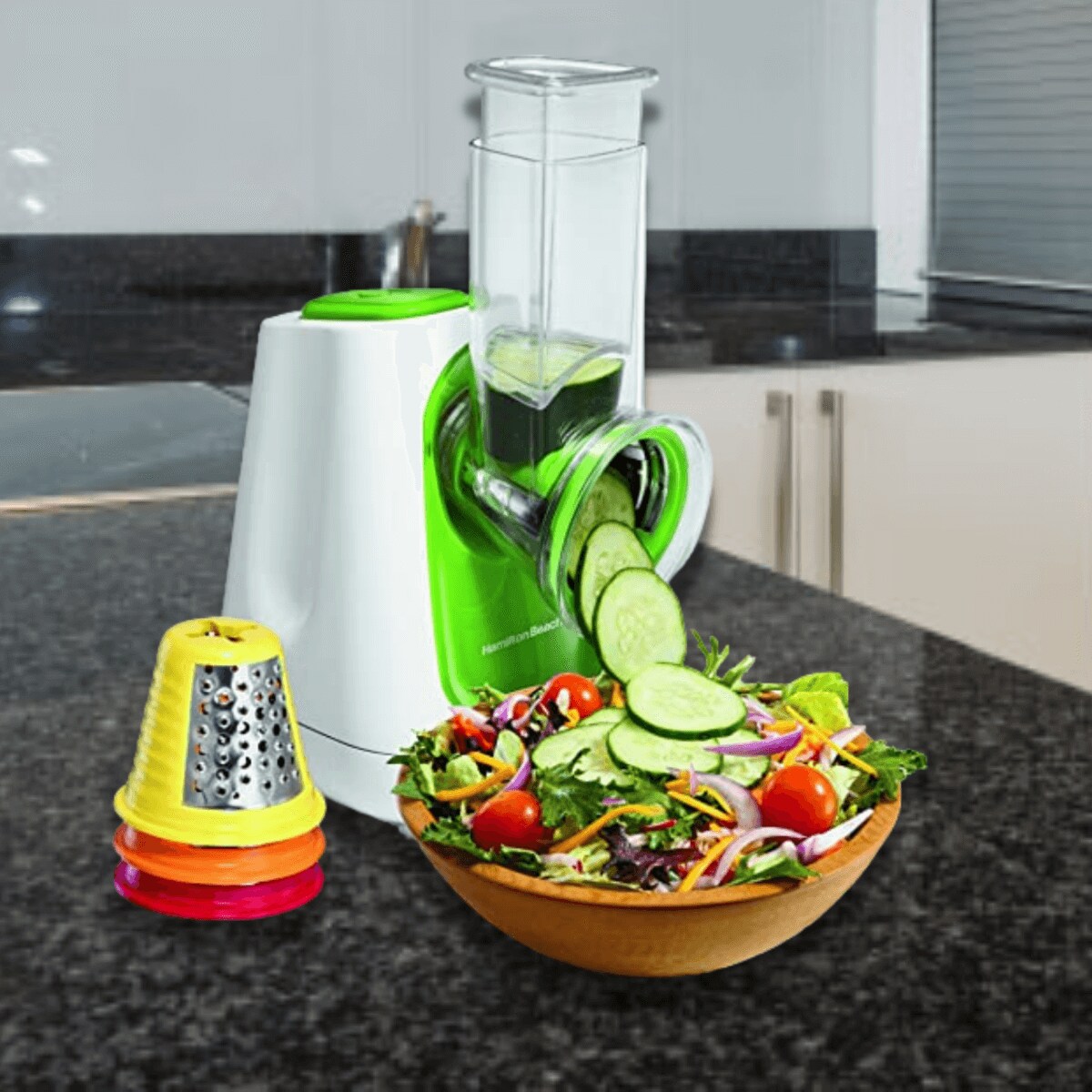 PROCESADOR DE ALIMENTOS 4 CONOS DE CORTE BLANCO HAMILTON BEACH