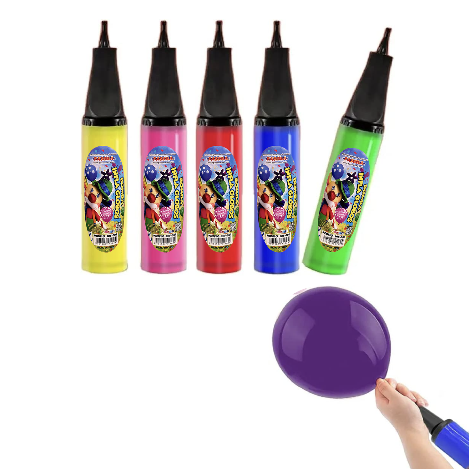 Inflador Hinchador Globos de Forma Manual, Bomba de Aire a Mano para Globos para Decoración de Bodas, Fiestas, Cumpleaños y Eventos Festivo