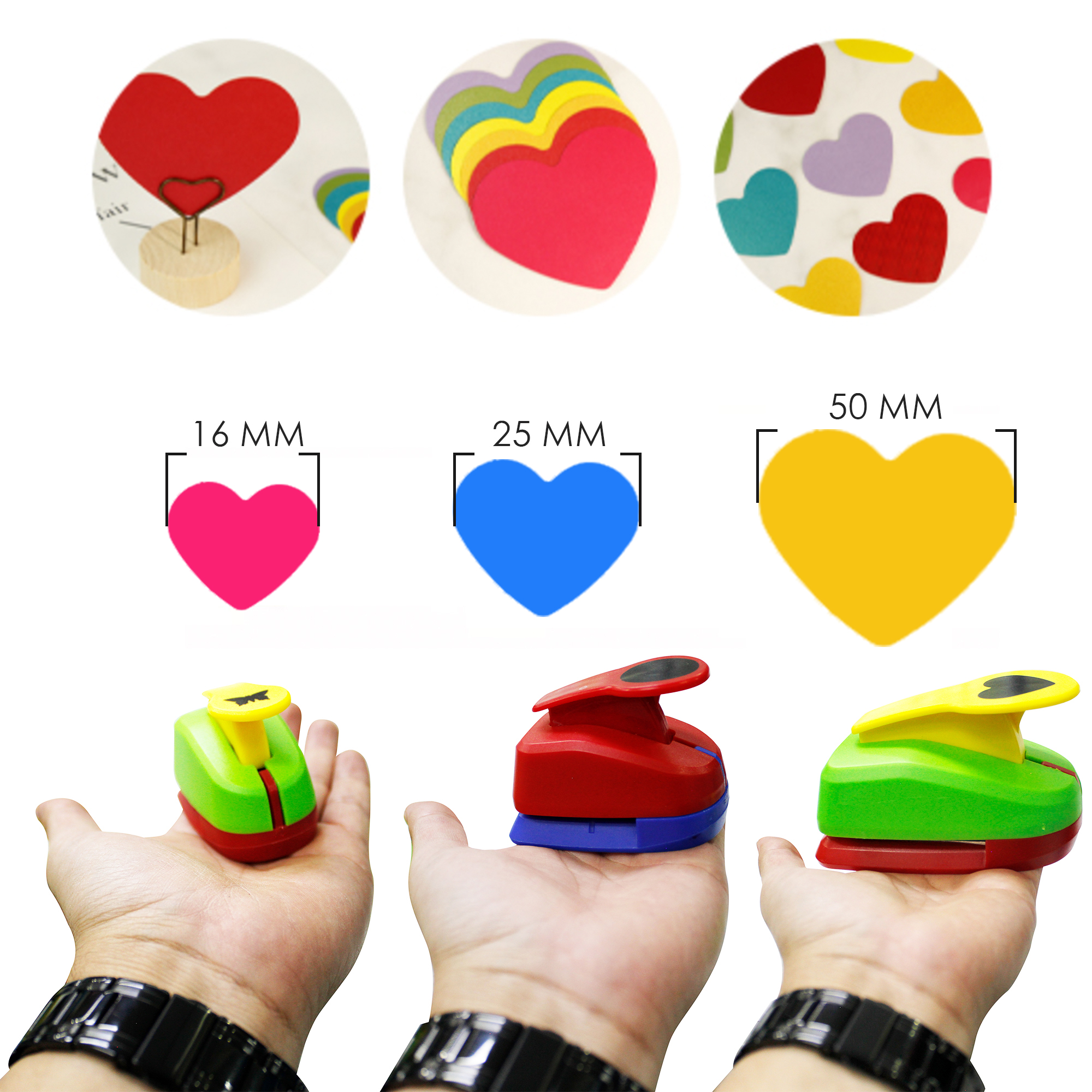 3 Perforadoras Corazon Para Foamy Manualidad Diy 16,25,50mm