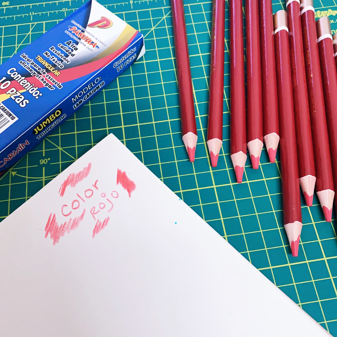 Lapiz Carmin Jumbo Triangular, 10 Lápices Ergonómico para escuela oficina y el hogar manualidad, no tóxico
