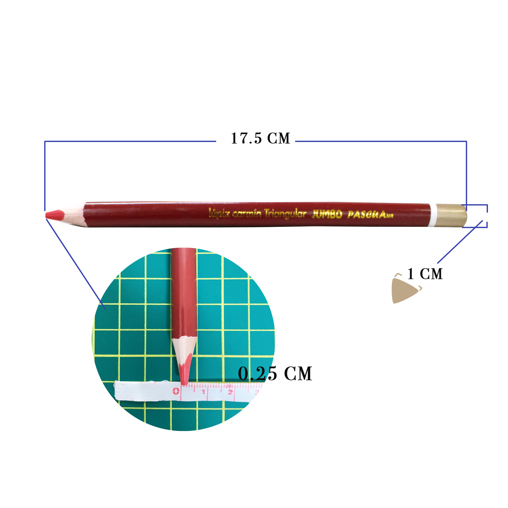 Lapiz Carmin Jumbo Triangular, 10 Lápices Ergonómico para escuela oficina y el hogar manualidad, no tóxico