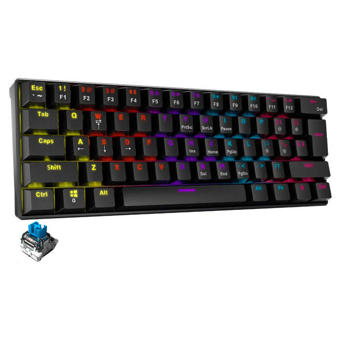 Teclado Gamer Mecanico XPG SUMMONER MINI Switch Blue RGB USB Negro SUMMONERMINI61BL-BKCES 