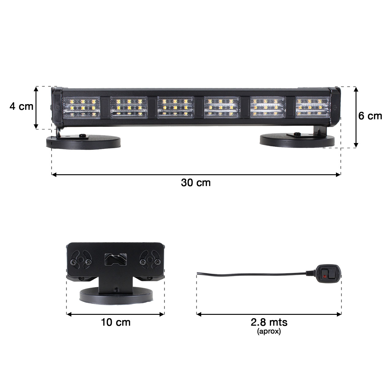 Barra Torreta 108 Led 12 Paneles Doble Vista Codigo Bicolor