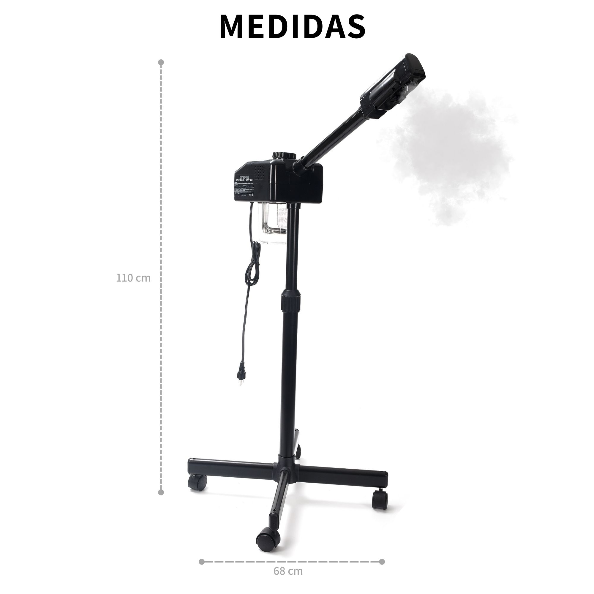 Vaporizador Facial de Ozono Luz Spa Estetica Barberia Negro