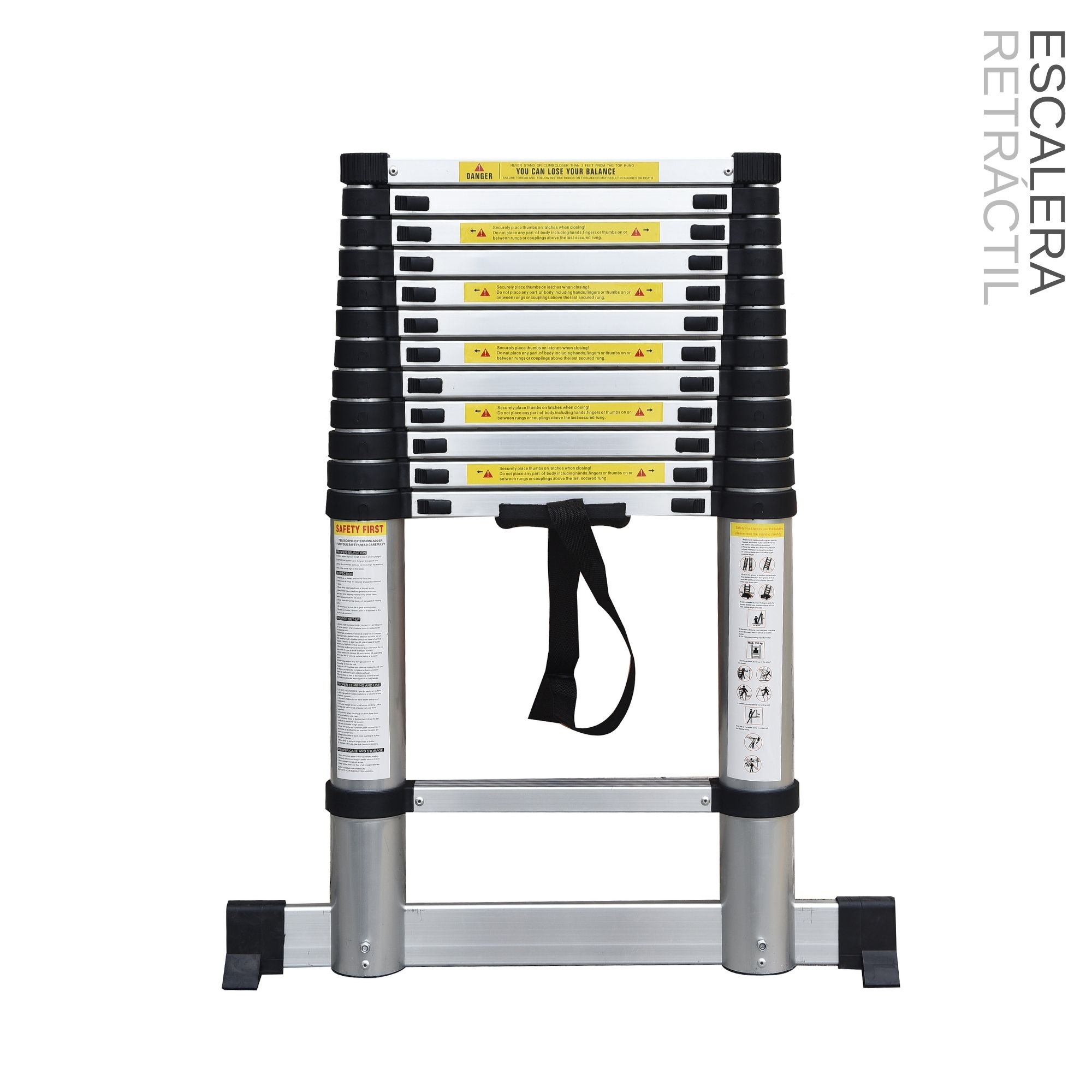 Escalera Telescopica Retractil Plegable Estabilizador 3.8m