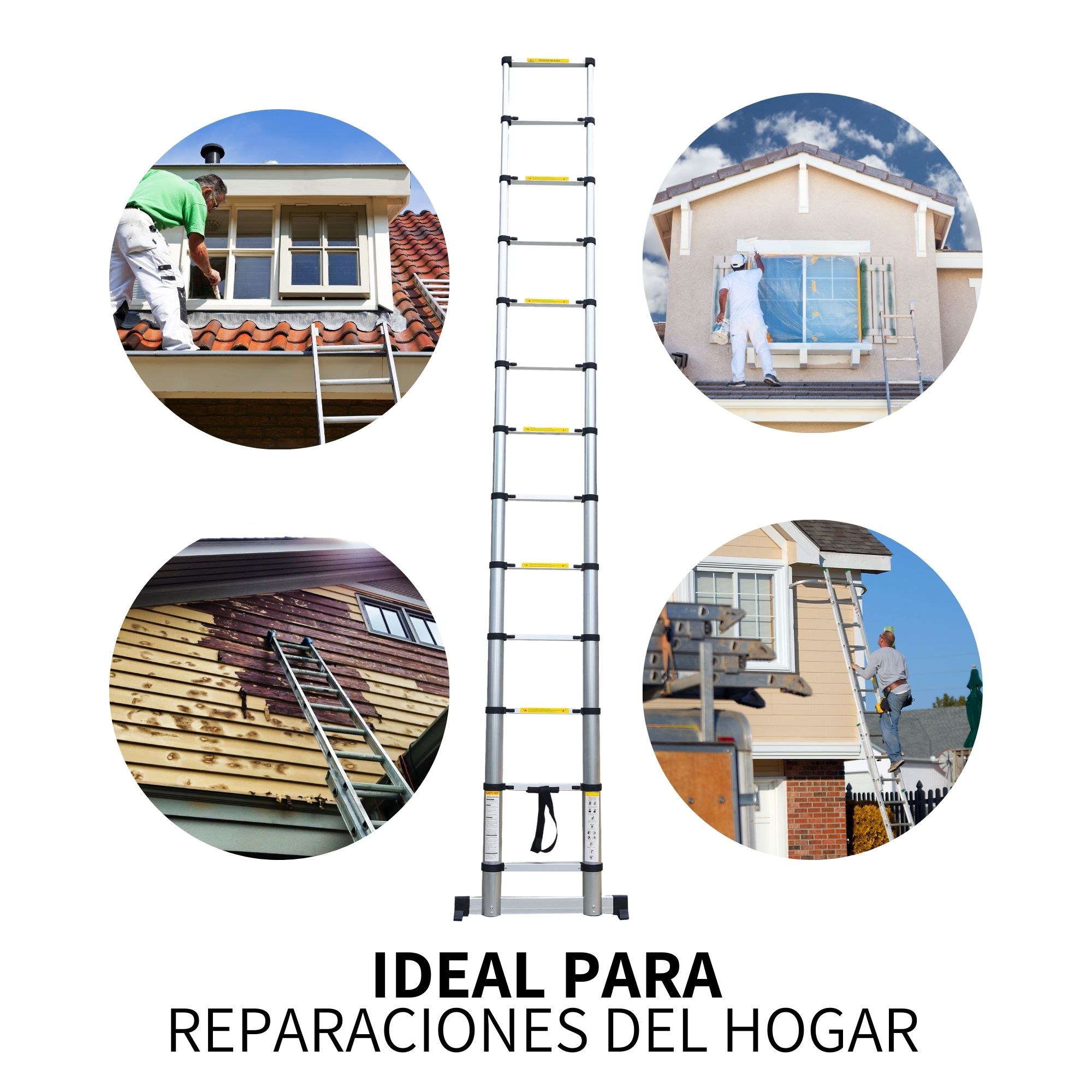 Escalera Telescopica Retractil Plegable Estabilizador 3.8m