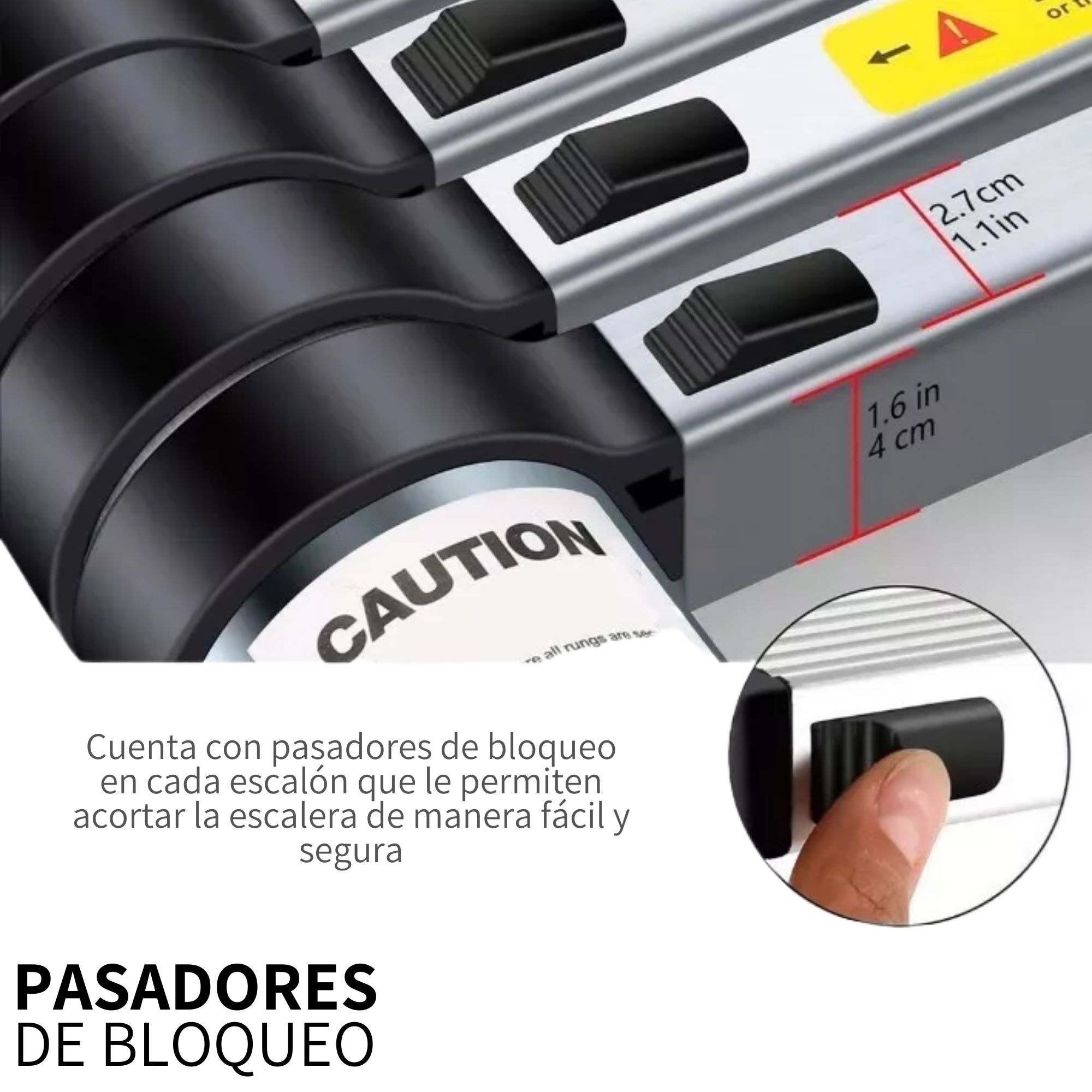 Escalera Telescopica Retractil Plegable Estabilizador 3.8m