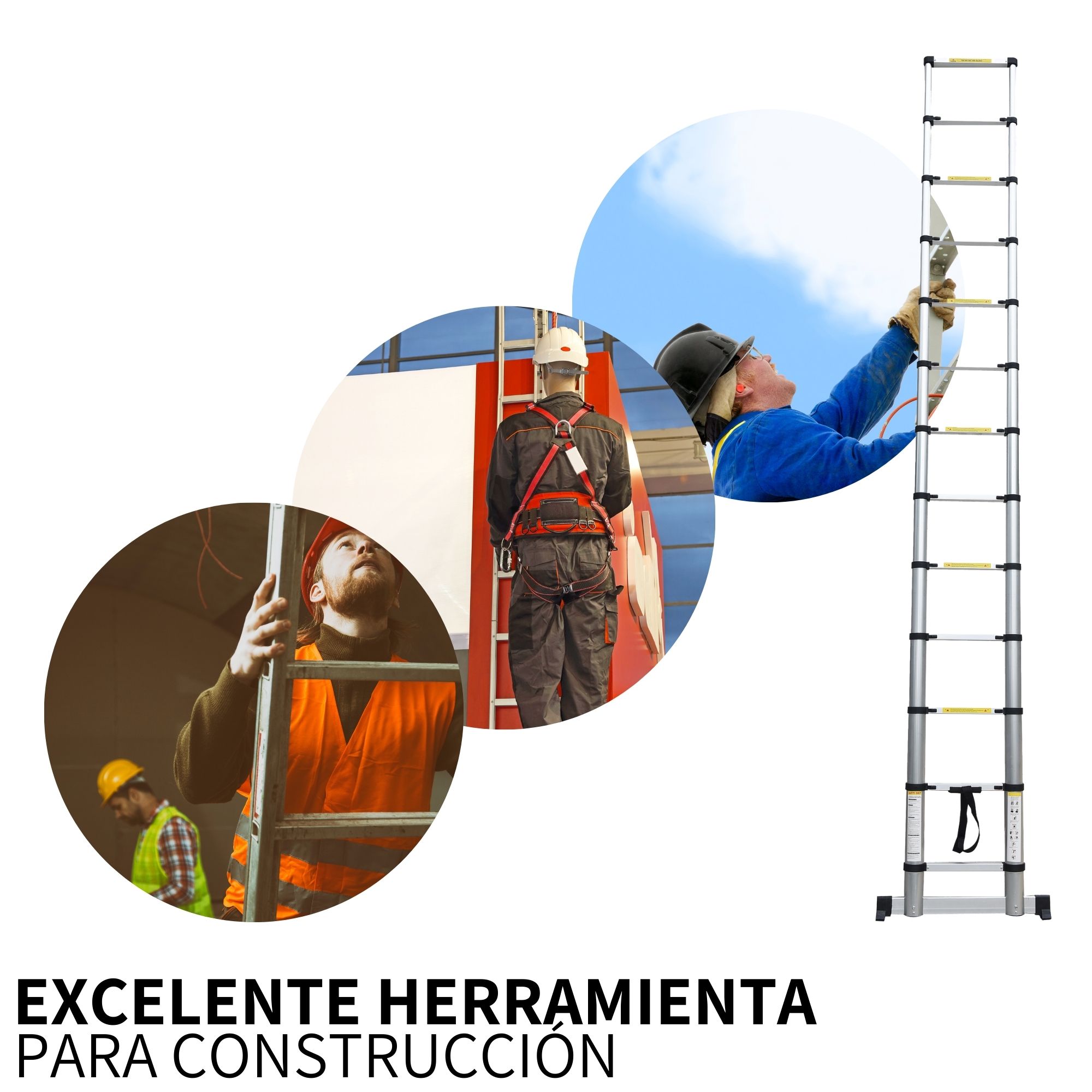 Escalera Telescopica Retractil Plegable Estabilizador 3.8m