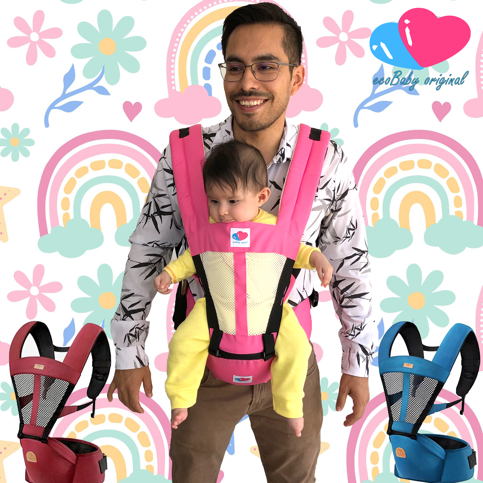 Pañal de tela para bebés ecológicos reutilizables más canguro ergonómico de REGALO ecobaby original.