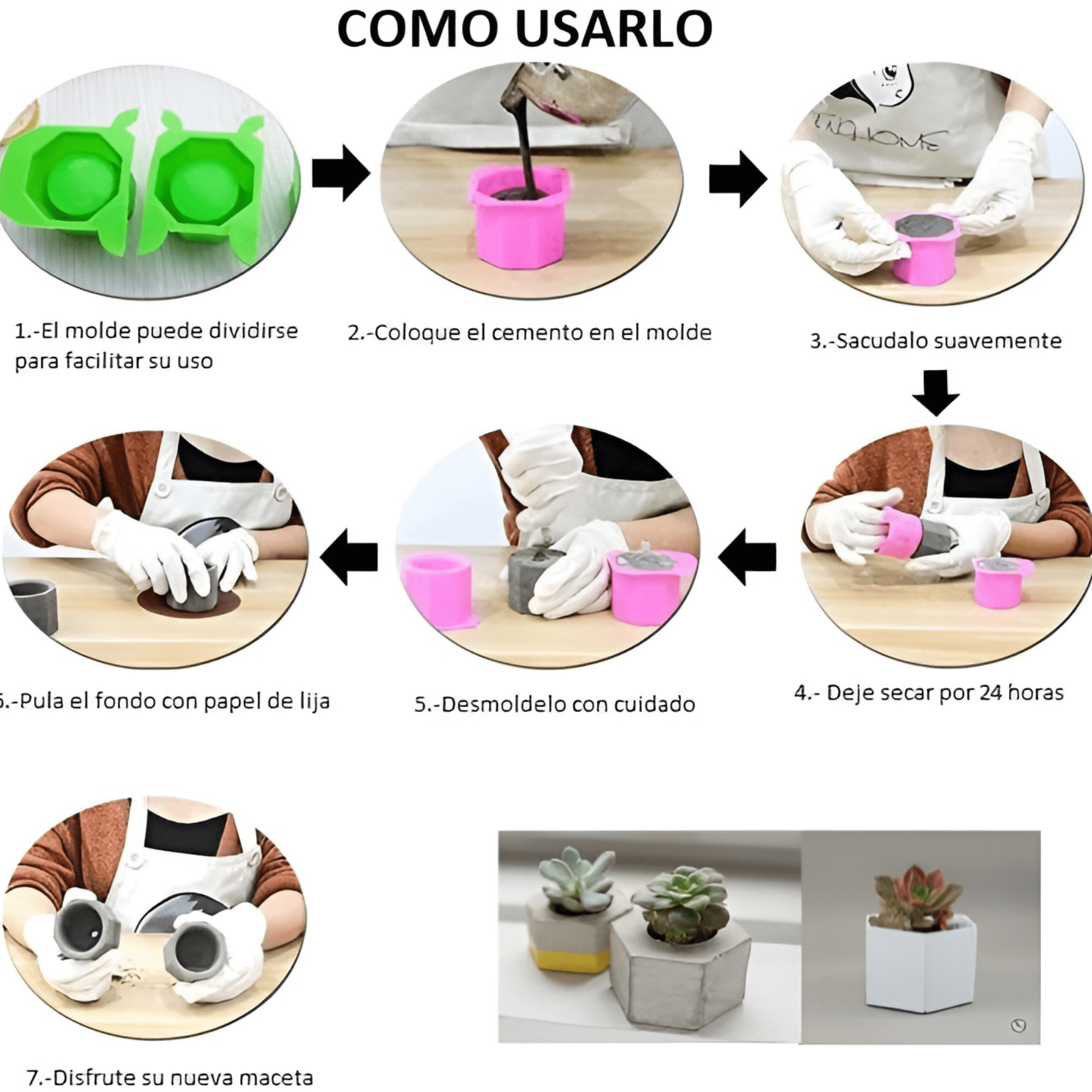 Molde multiusos para maceta ecomlab molde de silicona de grado alimenticio (Hexagonal)
