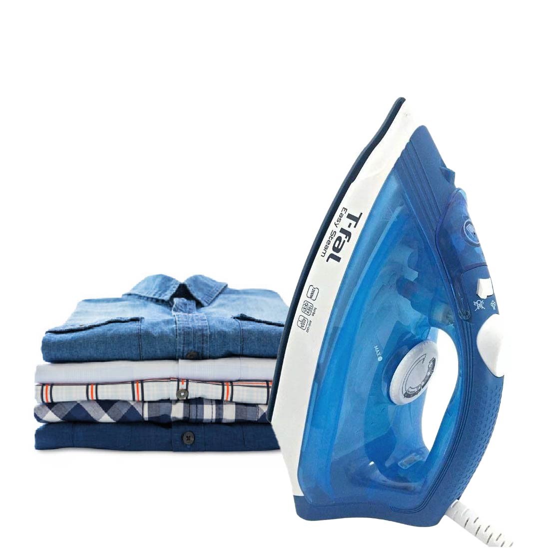 PLANCHA DE VAPOR VERTICAL EASY STEAM AZUL/BLANCO  T-FAL