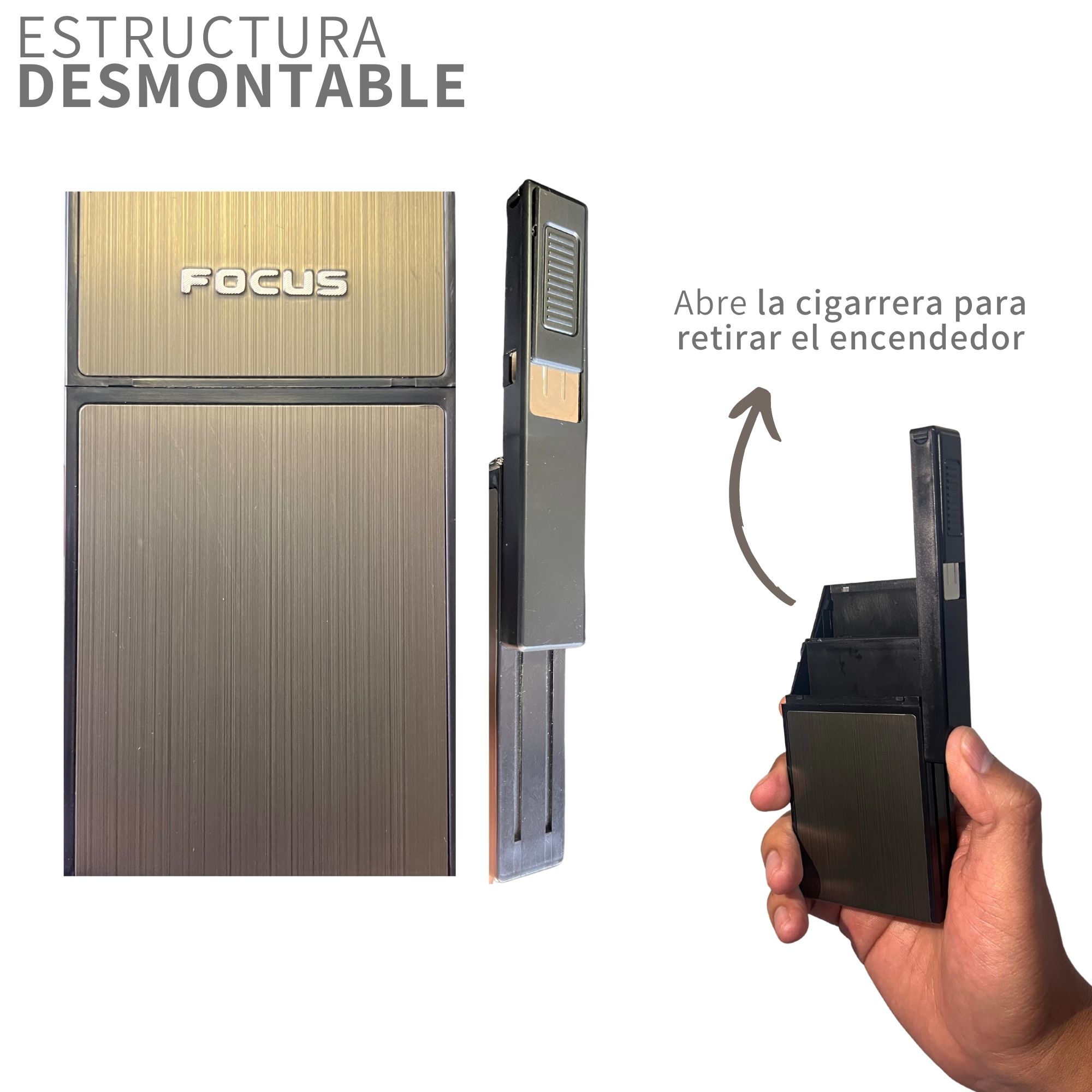 Cigarrera Con Encendedor Recargable Usb Metalica Electrica