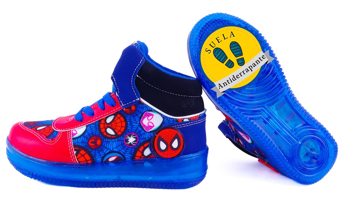Tenis Niño Hombre Bota Araña Luces Leds Vengadores 170-arr