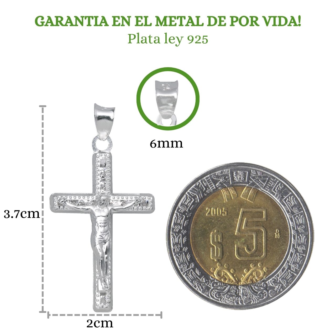 Cadena Con Dije Cruz Cristo Figaro  60cm Plata 925