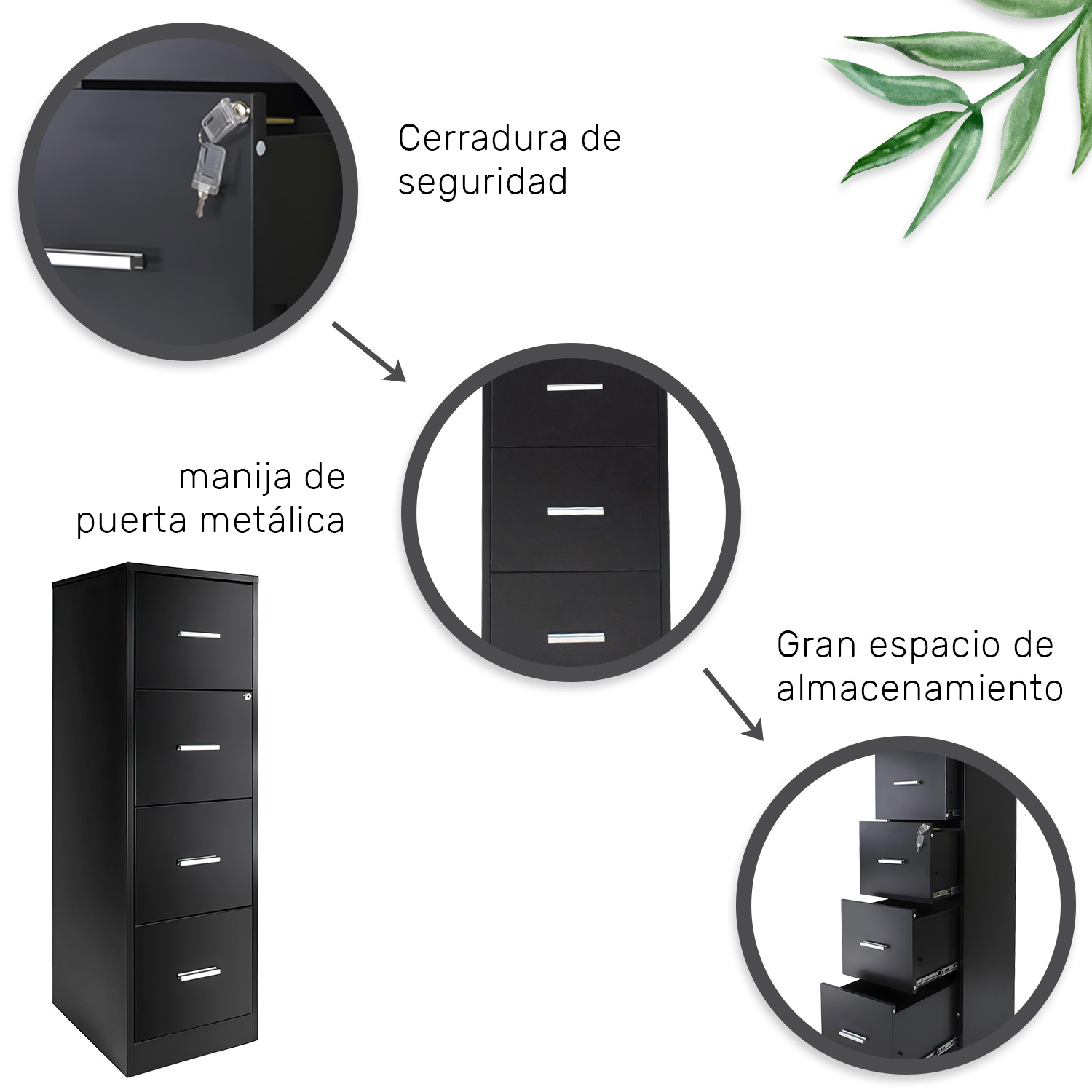 Archivero Metálico 4 Gavetas Carta Para Oficina Ejecutiva