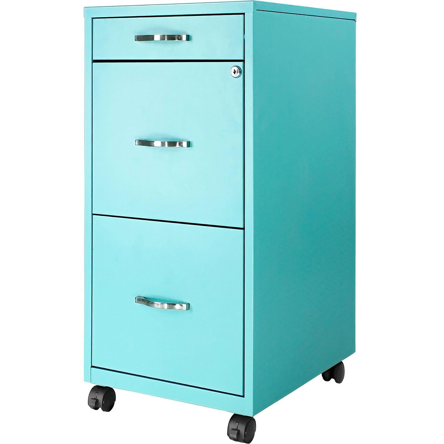 Archivero Metalico Con Ruedas 2 Gabinetes + 1 Cajon Papelero Verde