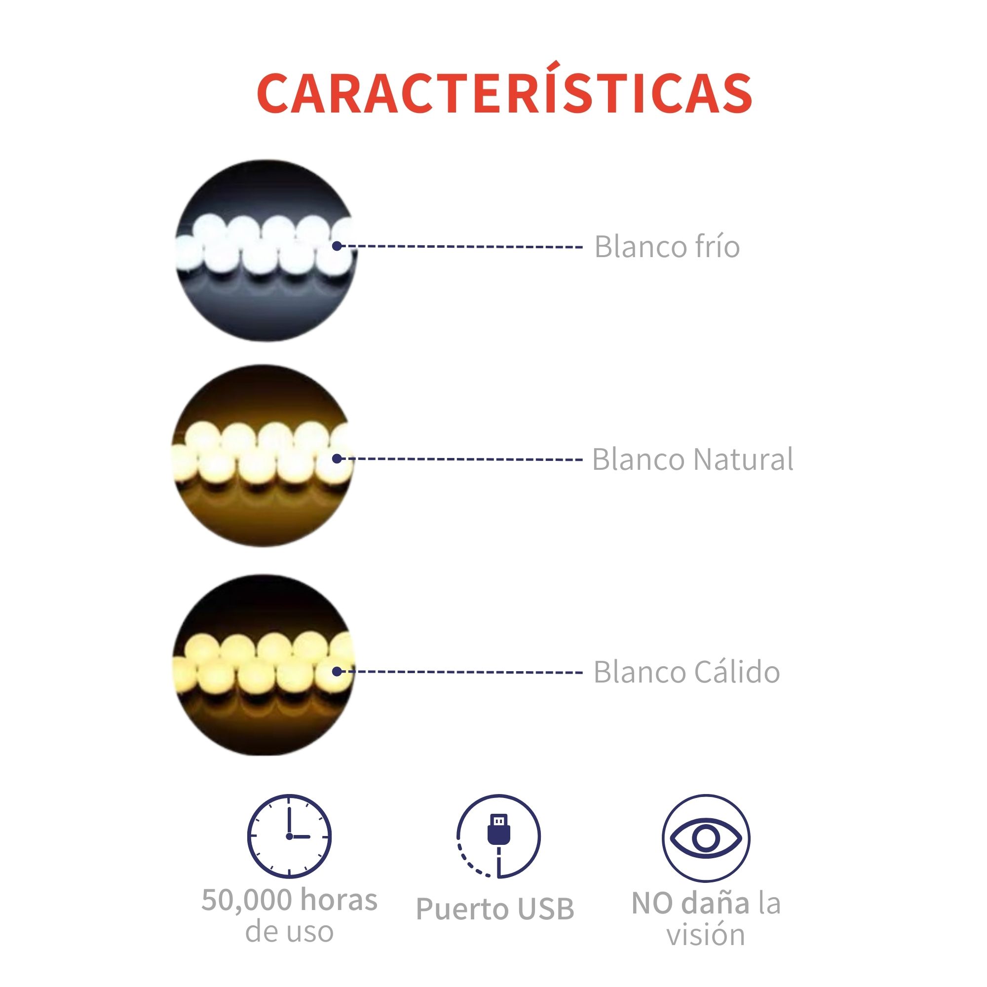 10 Focos Led Usb Luces Vanity Para Espejo De Maquillaje