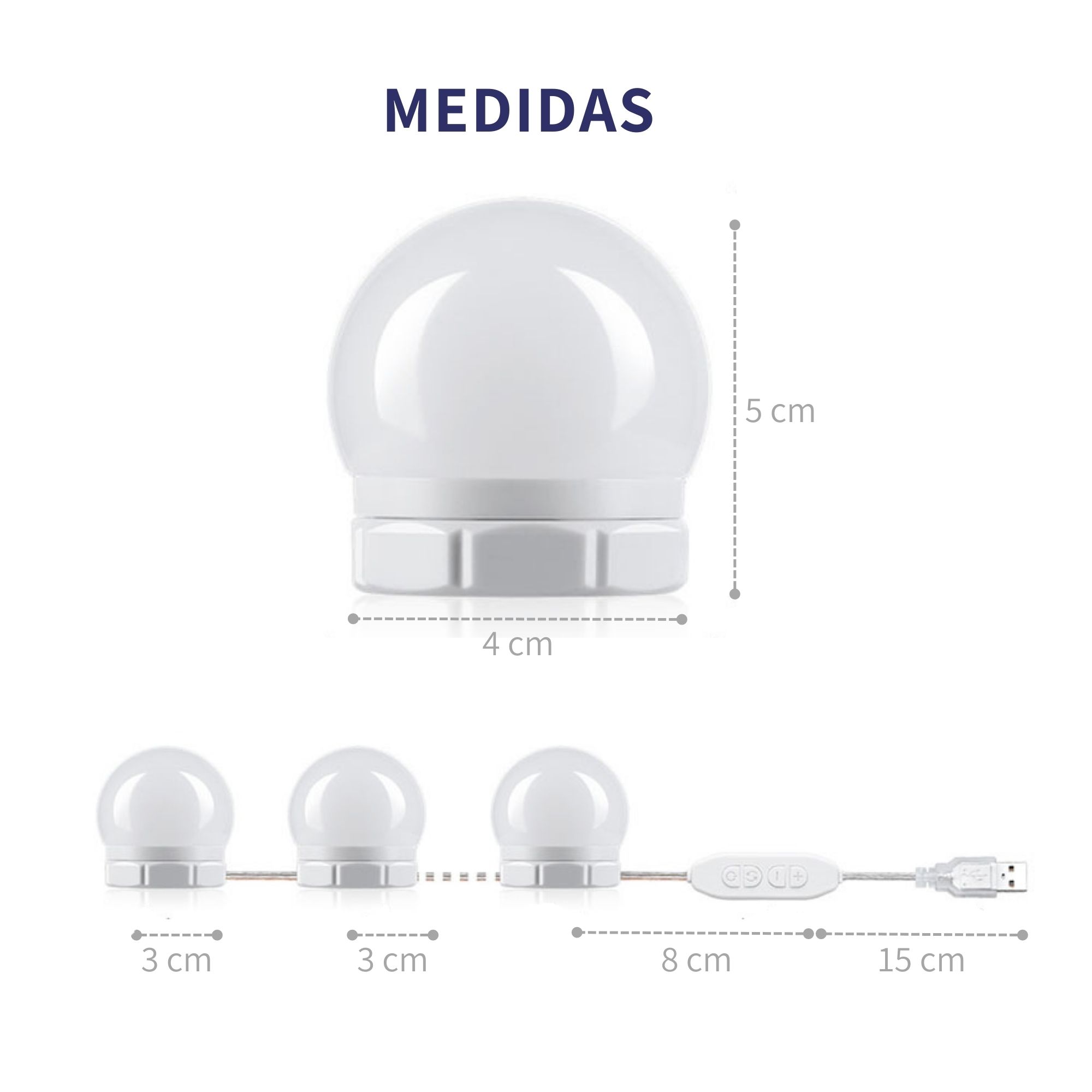 10 Focos Led Usb Luces Vanity Para Espejo De Maquillaje