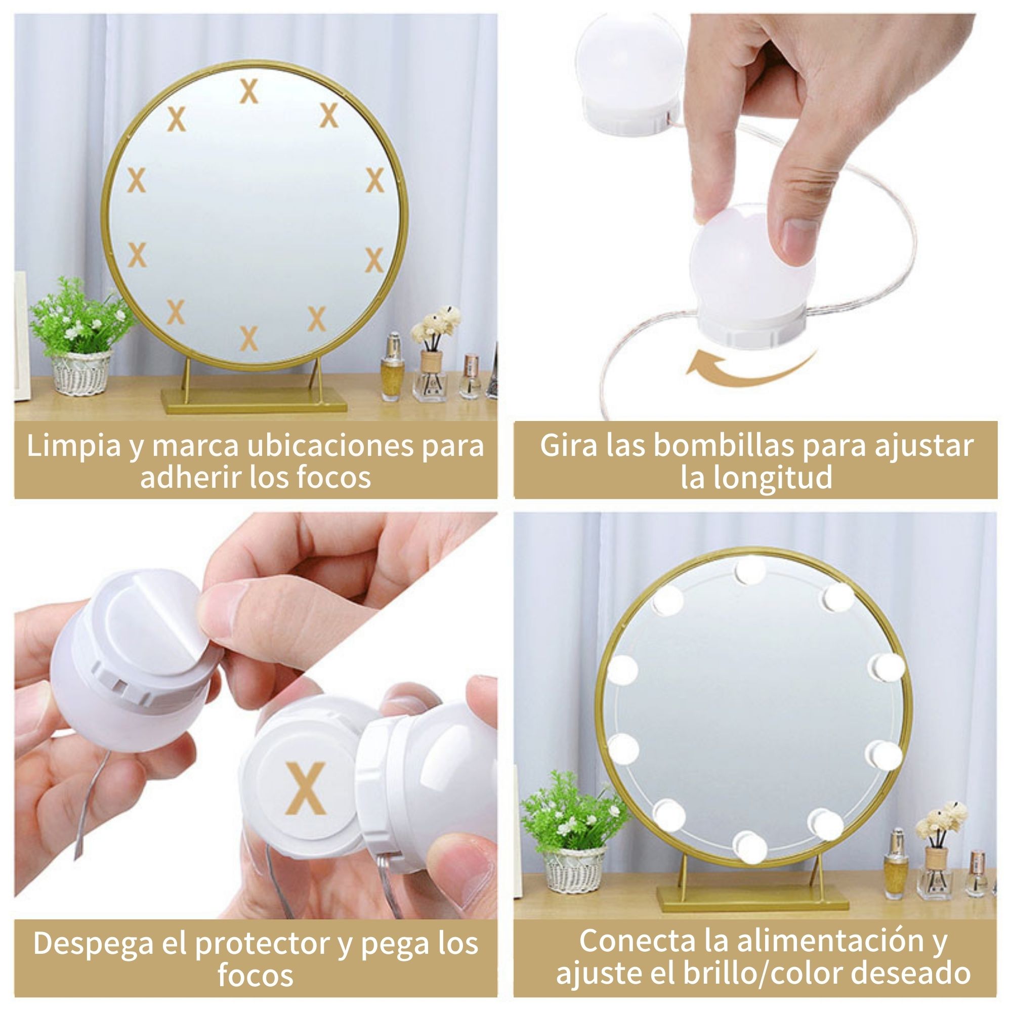 10 Focos Led Usb Luces Vanity Para Espejo De Maquillaje